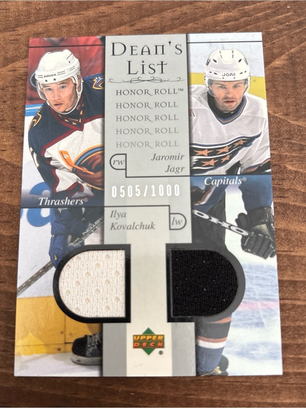 2002 Upper Deck Dual Jersey Hockey NHL Jaromir Jagr & Ilya Kovalchu 0505/1000